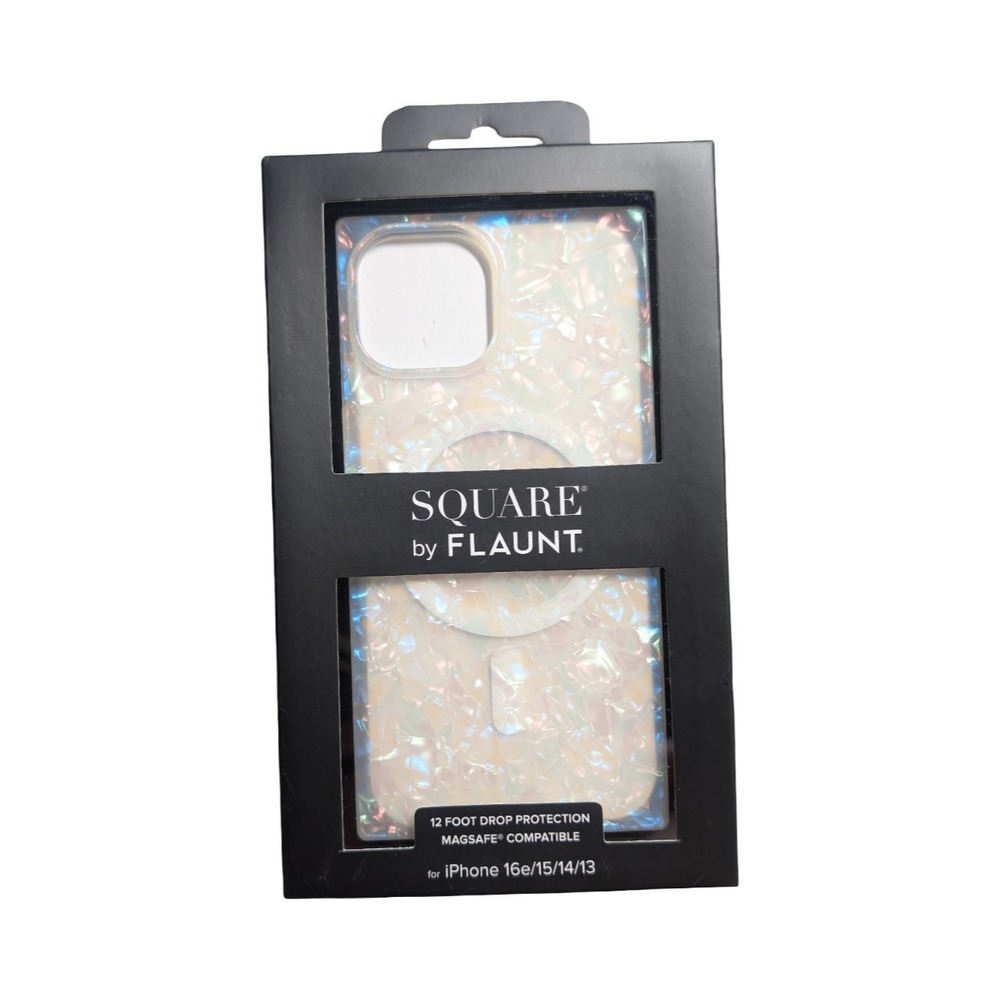 W8-O Flaunt Square Magsafe‎ Case Apple iPhone 16e/15/14/13 Opal Shell Iridescent